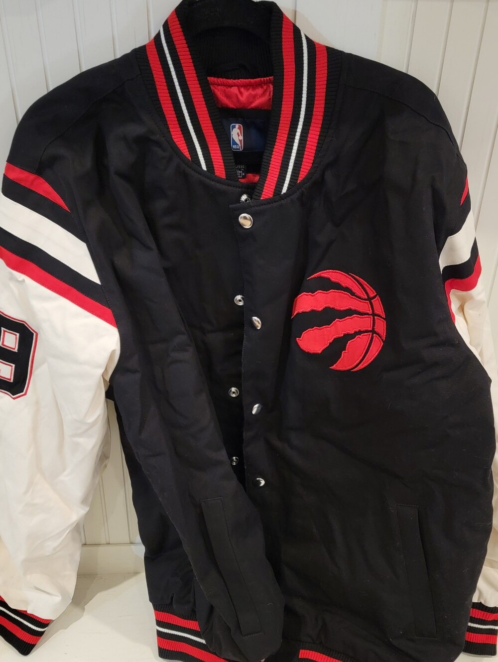 NBA Black, White & Red Toronto Raptors Varsity Jacket Championship Edition